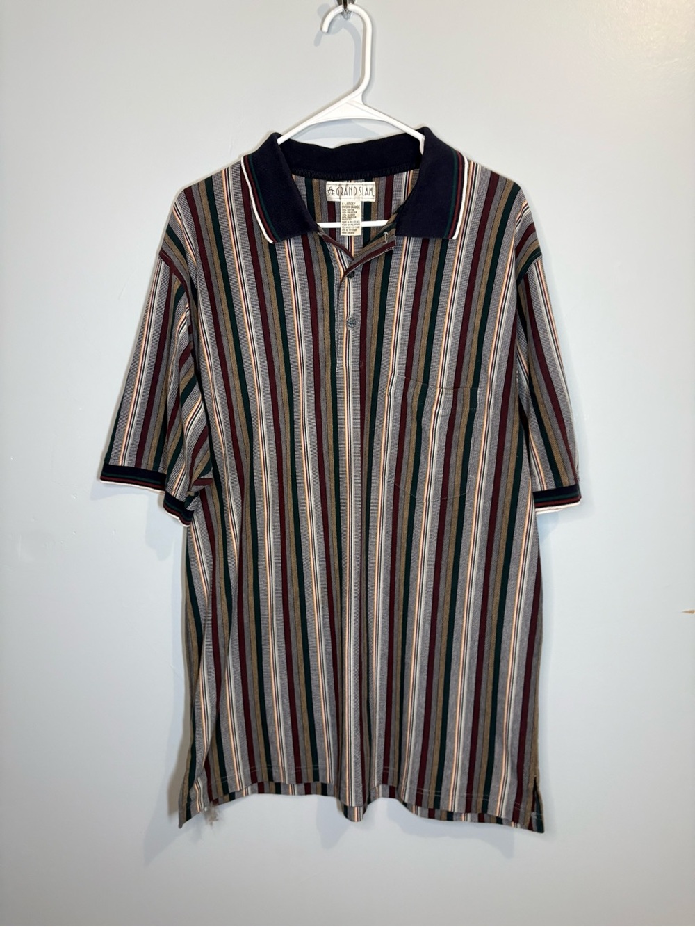Vintage Grand Slam Polo Men's Striped Short-Sleeve Shirt XL Preppy Sporty Golf